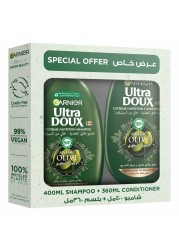 غارنييه أولترا دو شامبو زيت الزيتون الأسطوري للتغذية المكثفة وبلسم زيت الزيتون الأسطوري للتغذية المكثفة 400 ملل + 360 ملل
