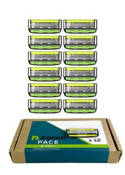 Dorco Pace 6 Pro Six Blade Razor System with Trimmer 12 Pack Refill No Handle