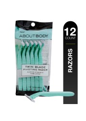 Kai About Face Body Twin Blade Pivoting Disposable Razors 12 Shavers for Women CurveHugging Pivoting Head with Aloe Vitamin E Strip Shaving Razors for Women