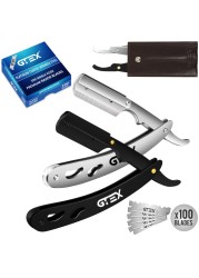 Straight Razors For Men 100 GTEX Barber Razor Blades 2 Professional Straight Razor Single Blade Razors for Men Navajas Para Barbero Straight Edge Razor Barber Beard Razor Shavette Shaving Razor Kit