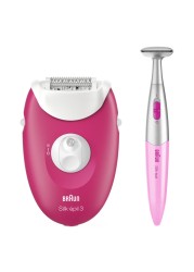 Braun Silk Epil 3 Epilator Plus Massage Rollers And Bikini Trimmer 3420 Pink