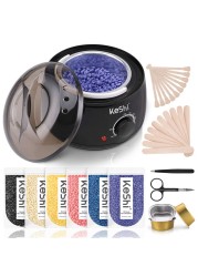 Brazilian Waxing Kit KeShi Wax Warmer for Painless Hair Removal with 5 Bags Hard Wax Beans for Full Body Legs Face Eyebrows Bikini Wax for Women Men