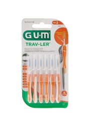 Gum Trav-Ler Plaque Removal Interdental Brush Orange Ergonomic Comfort Flexible Handle 4PCS