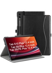 ZtotopCases for Samsung Galaxy Tab S10 Plus Case 2024/ S9 Plus/ S9 FE Plus 5G 12.4 Inch 2023, Premium PU Leather Cover with Hand Strap/Front Pocket/S Pen Holder for Tablet S10+/S9+/S9 FE+, Black