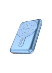 Promate Magnetic Wireless Power Bank, 10000mAh 15W Qi Wireless Mag-Safe Battery Pack with 20W USB-C Power Delivery Port, 18W QC 3.0 Port and Foldable Stand for iPhone 13, iPad Air PowerMag-10Pro Blue