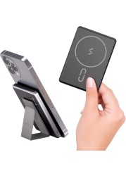 BRAVE 10,000mAh Magnetic Wireless Power Bank with Stand, 15W Wireless Portable Charger with 20W USB C Charging, MagSafe Battery for iPhone 16/16 Pro/16 Pro Max, Samsung S24/S23/S22 - BP-20