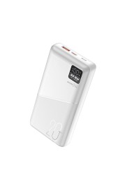 بورودو بلو باور بانك 20000mAh شحن سريع مع مخرجي USB-A و USB-C، 0-60٪ في 35 دقيقة، مخرج مزدوج USB، عمر بطارية عالي، PD 20W، QC3.0 22.5W، أبيض، لشحن سريع وفعال أثناء التنقل.
