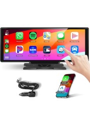 podofo 10.26 Touchscreen Portable Wireless Apple Carplay Car Stereo, Portable Car Screen Compatible with Bluetooth Hands-Free/GPS Navigation/Siri Assistant/Voice Control,7V-32V Suit for All Vehicles
