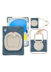 Moxedo Shockproof Rugged Protective Colorful Case with 360 Rotating Kickstand, Shoulder Strap, Pen Holder for Kids Compatible for iPad 10th Generation 10.9 2022 (Cornflower Blue)