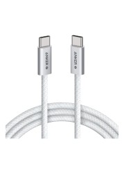 أنكر زي كابل الشحن ومزامنة البيانات USB-C إلى USB-C - أبيض بطول 1 متر بقوة 240 وات