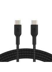 بلكين بوست تشارج كابل شحن مضفر يعمل كناقل أو منفذ USB-C إلى جهاز USB-C - أسود