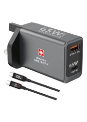 سويس ميلتاري شاحن فائق غان II 2 منافذ USB بقوة 65 واط.