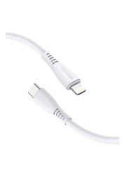 توتو لايف فلاكس سيريز بي دي كابل شحن USB-C إلى لايتنينج لمزامنة البيانات - أبيض 1 متر