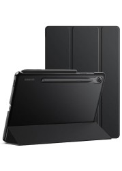 Case For Samsung Galaxy Tab S9 FE 10.9-Inch, Slim Translucent Back Tri-Fold Stand Protective Tablet Cover, Support S Pen Charging, Auto Wake/Sleep (Black)