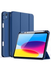 HYX Case For iPad 10 (10.9-Inch, 2022 Model, 10th Generation) with Pencil Holder, Slim Tablet Cover with Soft TPU Back, Auto Wake/Sleep (Blue)