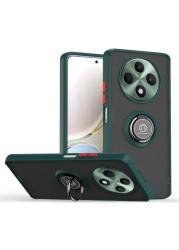 Case for Oppo Reno12 F Case Cover Metal Ring Holder Grip Kickstand Car Magnetic Mount Shockproof Matte Hard Back Bumper Case for Oppo Reno 12F (Green)