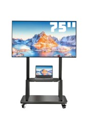 Mobile TV Cart TV Stand With Lockable Wheels for 32 to 75&quot; Inch Plasma LCD LED Flat or Curved Screen TVs up to 100lbs - Height Adjustable (32-70 inch)