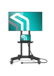 Rolling TV Stand, Mobile TV Stand with Upgraded Wheels For 32-70 Inch LCD LED OLED Flat Screen TVs up to 50 kg, Height Adjustable TV Stand With Laptop Shelf