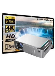 Wownect T6 Wifi LED Projector Wireless With 100&quot; 4K Screen, 3500 Lumens [ Wireless Mobile Cast ] Home Theater Outdoor Gaming Projector HD 1080P, Upto 200&#39;&#39; Screen Size