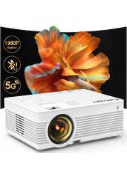 【4K Projector】Faltopu Native 1080P Projector, 500ANSI Projector with 5G WiFi and Bluetooth, Full HD Outdoor Projector, 300&#39;&#39; Mini Portable Movie Projector Compatible with with Android/iOS/Windows