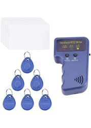 Rubik 125 KHz Handheld RFID ID Card Copier/Reader/Writer Duplicator Programmer with Writable 6pcs T5577 125khz ID Access Cards and 6pcs Keychains Tags