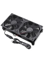 GDSTIME Dual 120mm 5V USB Fans, 102CFM Big Airflow Fan Cooling for Router TV Box Micro Computer and Other Electronics