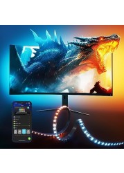 Govee Gaming Light for Monitor G1, RGBIC LED Backlight for 27-34 Inch PC, Smart LED Lights for Monitors with Color Matching, Adapts to Curved Monitors, Double Strip Light Beads with 123 Scene Modes