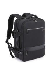 Arctic Hunter Expandable Travel Backpack Water Resistant 180&deg; Opening Built In USB/Headphone Port Computer Bag for Men Women B00350 Black