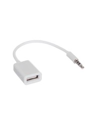 عام-3.5mm سيارة ذكر AUX الصوت جاك إلى USB 2.0 أنثى محول محول الحبل OTG كابل (الابيض)