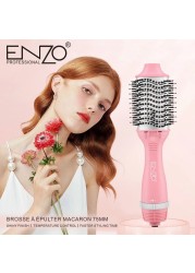 ENZO EN-6210 75mm Volumizing Blowout Brush – 1500W 3-in-1 Hair Dryer, Straightener, TurboDry Technology, Ionic Anti-Frizz Bristles, 3 Heat Settings & 2 Speeds – Pink – Intl Version