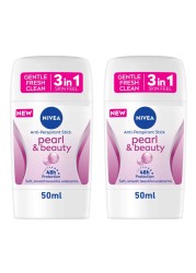 NIVEA Antiperspirant for Women Pearl &amp; Beauty Pearl Extracts Stick 50ml Pack of 2