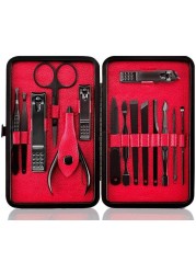 Nail Clipper Set 15 In 1 Nail File Swing Out Nail Cleaner File Popular Gifts For Men & Women Best Nail Care For Manicure Pedicure Home & Travel Manicure Set Red, Black, 11 X 7 X 2 Cm