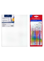 Faber-Castell Stretched Canvas with Paint Brushes Multicolour 5 PCS