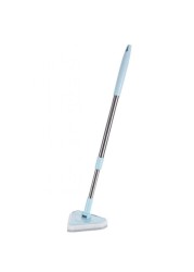 Aiwanto Long Handle Cleaning Brush Tub Bathroom Tile Scrub Brush Multifunctional Scrubber Triangle Sponge Extendable Brush with Good Grib (Blue)