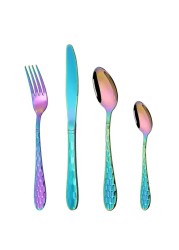 MAAC Home Colorful Rainbow Color Cutlery for Vibrant Meals - Set of 8 Luxurious Elegant Durable and Classic Premium Design Cutlery Set Perfect for everyday use, and get together, restaurant, banquet
