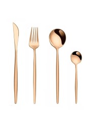 MAAC Home Elegant Rose Gold Cutlery Set for Memorable Dinners - Set of 8 Luxurious Elegant Durable Classic Premium Design Cutlery Set Perfect for everyday use, get together, restaurant