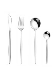 MAAC Home Minimalist White Cutlery Set for Modern Dining Spaces - Set of 8 Luxurious Elegant Durable Classic Premium Design Cutlery Set Perfect for everyday use, get together, restaurant