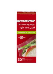 Diamond Sandwich Zipper Bags Clear 50 Bags