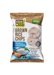 Rice Up! Gluten Free Half Fat Sea Salt and Black Pepper Brown Rice Chips, 60g