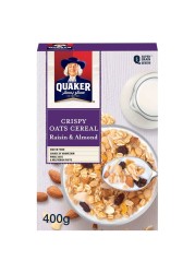 Quaker Crispy Oats Cereal Raisin Almond, 400g