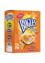 Tiffany Bugles Cheese Corn Snacks, 25g Pack of 12