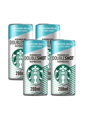 Starbucks No Added Sugar Doubleshot Espresso Arabica Coffee Drink, 200ml Pack of 4