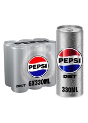 Pepsi Diet Cola Beverage Cans 330ml Pack of 6