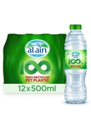 Al Ain Low Sodium Drinking Water Recycled Pet Plastic Bottle 500ml Pack of 12