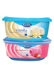 Kwality Vanilla Ice Cream 1L With Strawberry Ice Cream 1L Assorted