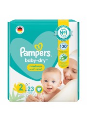 Pampers Baby-Dry Newborn Diapers with Aloe Vera Lotion Size 2 (3-8kg) 23 Diapers