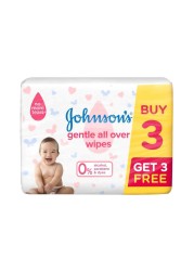Johnson&#39;s Gentle All Over Baby Wipes White 72 Wipes Pack of 6