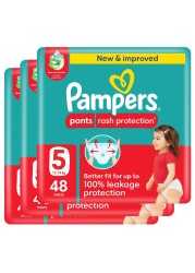Pampers Rash Protection Pants Size 5 12-18kg Mega Pack 48 Pants Pack of 3
