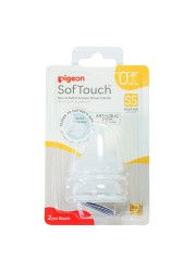 Pigeon SofTouch Wide Neck Bottle Round Hole Nipples SS 2 PCS