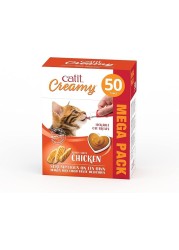 Catit Creamy Lickable Cat Treats With Chicken Mega Pack-50 Tubes